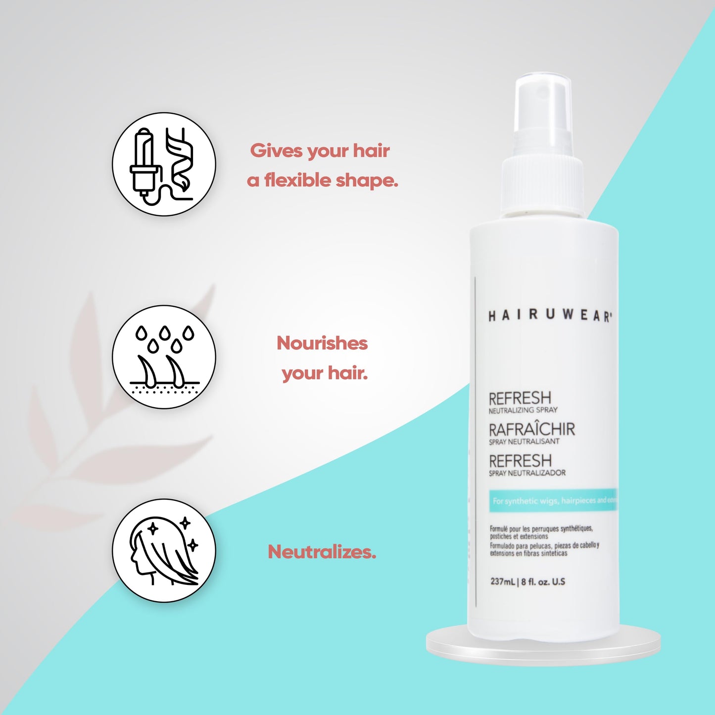 Raquel Welch HairUWear Refresher Spray for Synthetic Wigs, Hair Pieces, and Extensions 8 Fl oz, Clear