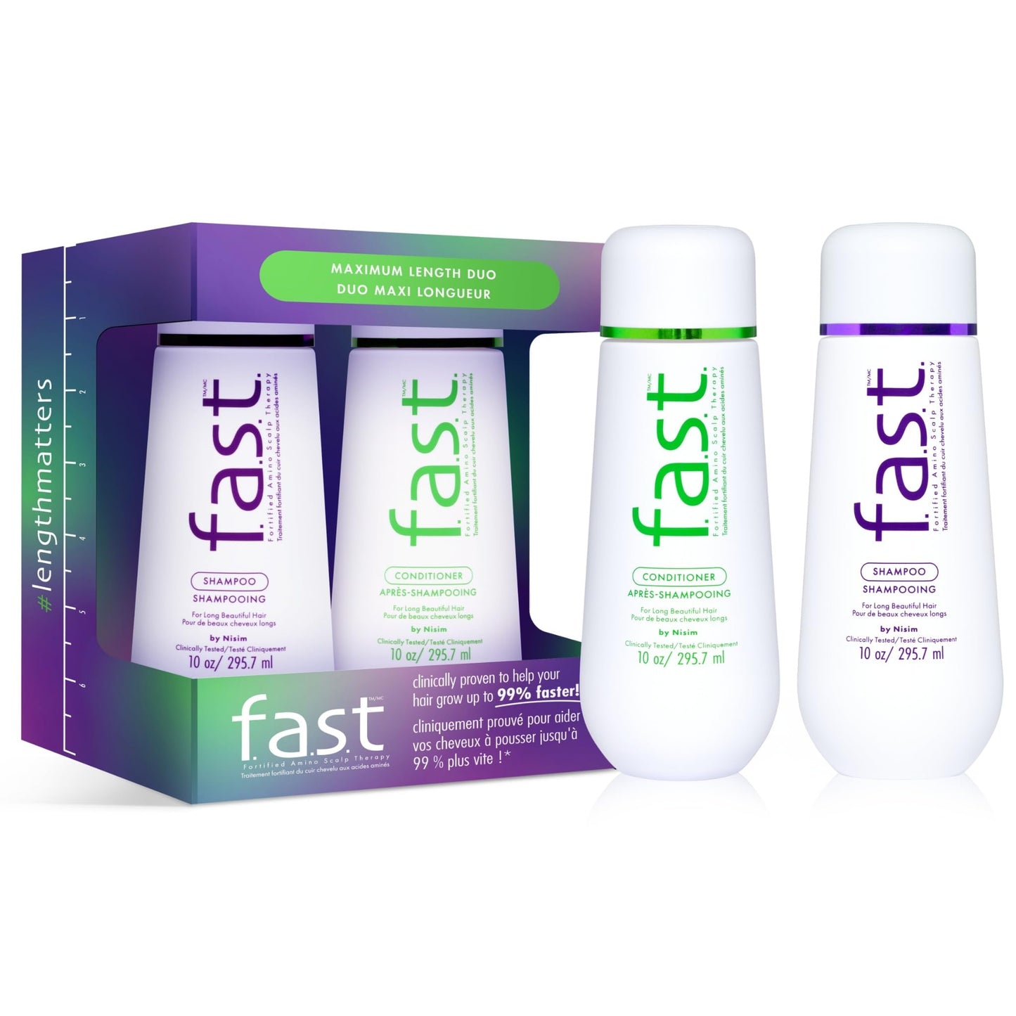Hair Growth Shampoo & Conditioner Duo - Clinically Proven - Helps Grow Hair 99% Faster in 12 weeks- Biotin, Niacinamide & 8 Amino Acids - All Hair