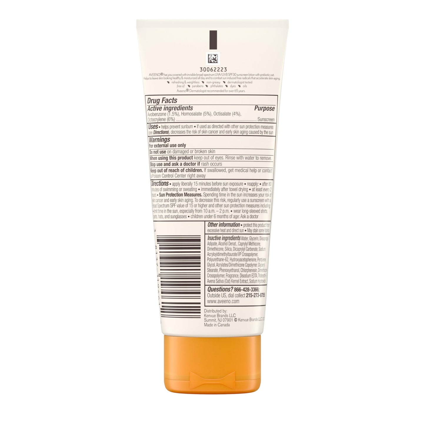 Aveeno Protect + Hydrate Moisturizing Sunscreen Lotion with Broad Spectrum SPF 30 & Prebiotic Oat, Weightless Sweat & Water-Resistant Full Body