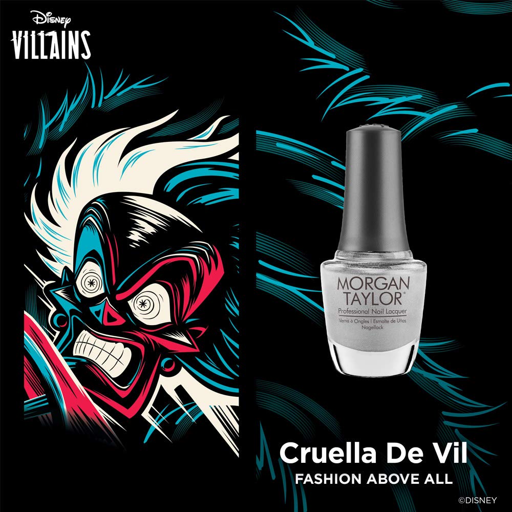 Morgan Taylor Nail Lacquer Disney Villains Collection (Fashion Above All) Silver Professional, Vibrant, Chip-Resistant, Fast-Drying, Long-Lasting Beauty & Personal Care Morgan Taylor