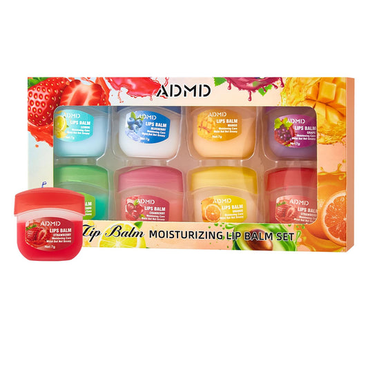 8-Pack Fruit Flavor Lip Balm Set, Mini Lip Mask for Daily Moisture & Overnight Care Helps Soothe Dry Lips