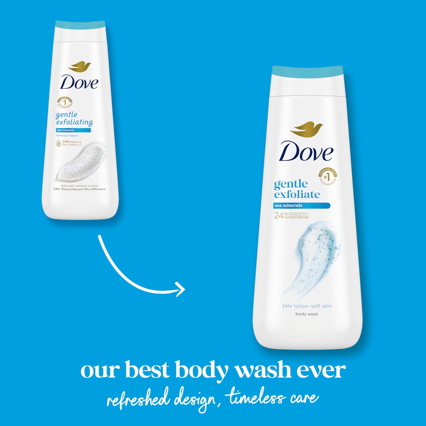 Dove Body Wash Gentle Exfoliate with Sea Minerals For 24hr Lotion-Soft Skin Moisturizing Skin Cleanser with No Sulfates No Parabens 20 oz