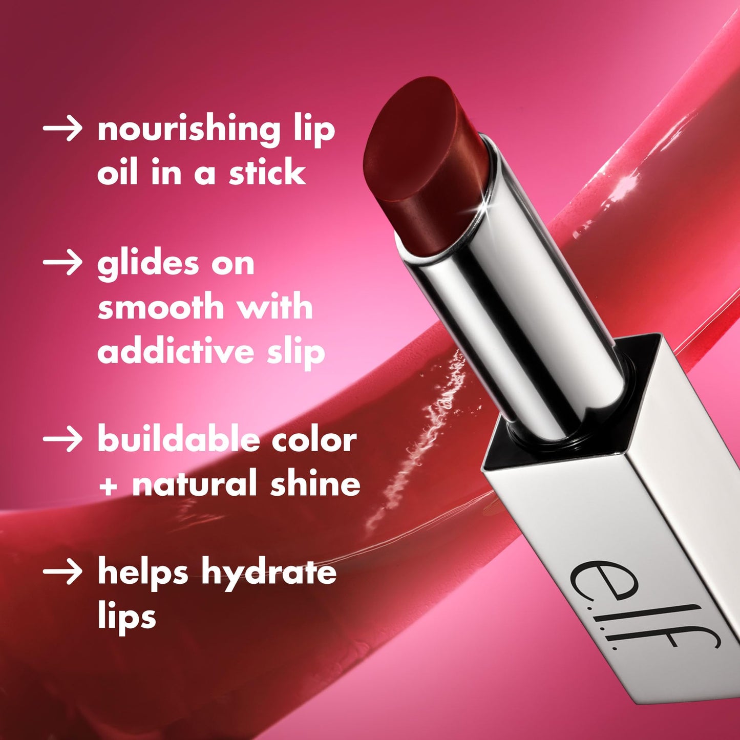 e.l.f. Glow Reviver Slipstick, Tinted Lip Oil Stick, Non-Sticky & Hydrating For A Soft-Shine Finish, Vegan & Cruelty-Free, Loveslick