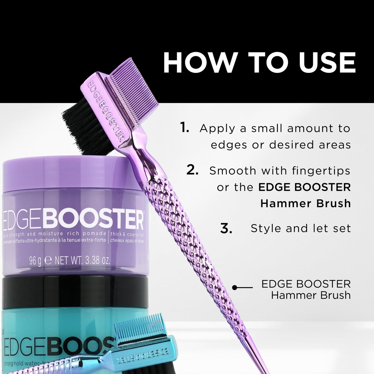 Style Factor EDGE BOOSTER Strong Hold Water-Based Pomade | Formulated with Argan Oil for Moisture & High Shine | Long Lasting Edge Control Gel |