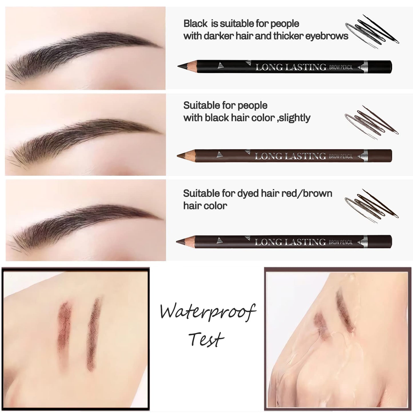 SUMEITANG 3Colors Eyebrow Pencil Eyeliner Set?Soft Textured Eyebrow Tint Pen?Easy to Color?Long Lasting?Waterproof Eye Brow Pencils for Fills in Beauty and Personal Care SUMEITANG