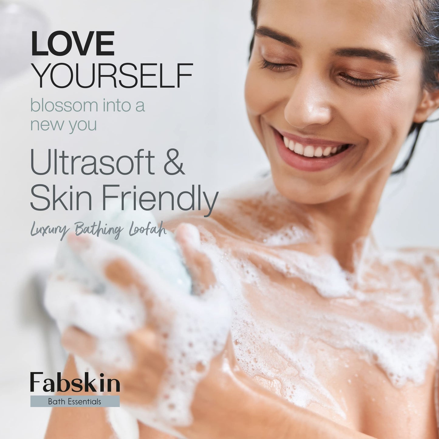 FABSKIN Loofah for Bathing - Bath Shower Sponge Scrubber Exfoliator for Women and Men - Body Wash Scrub - Bath Scrubber for Body (BLACK) Beauty and Personal Care FABSKIN