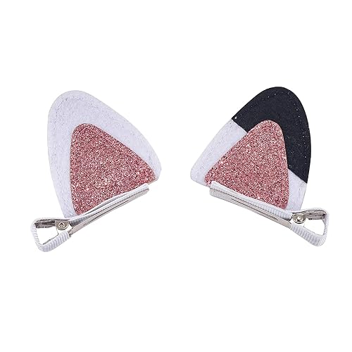 2 Pcs Cat Ears Hair Clips for Girls Cute Glitter Cat Ear Hair Pins Animal Hair Pins Barrettes for Girls Sparkly Alligator Hair Clips for Baby Girls