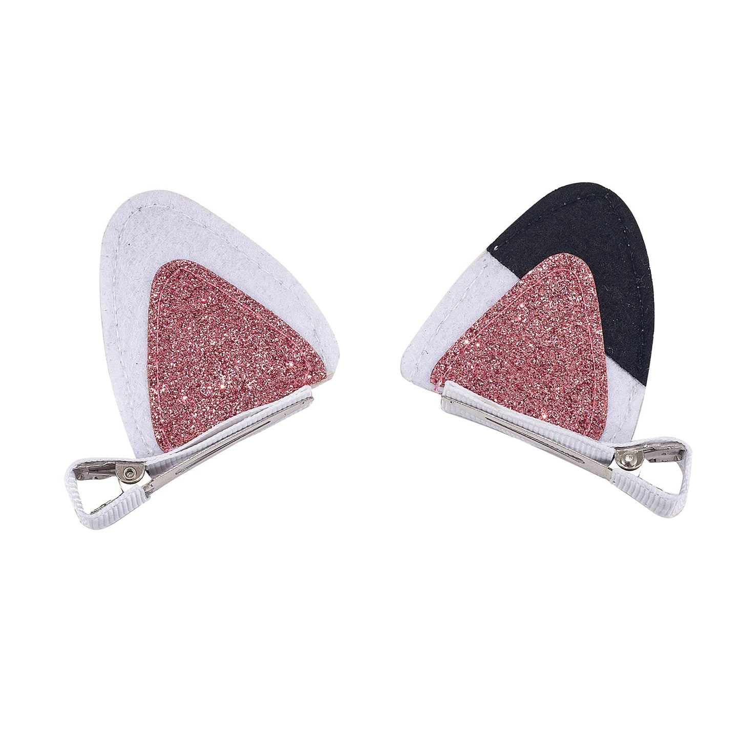 2 Pcs Cat Ears Hair Clips for Girls Cute Glitter Cat Ear Hair Pins Animal Hair Pins Barrettes for Girls Sparkly Alligator Hair Clips for Baby Girls