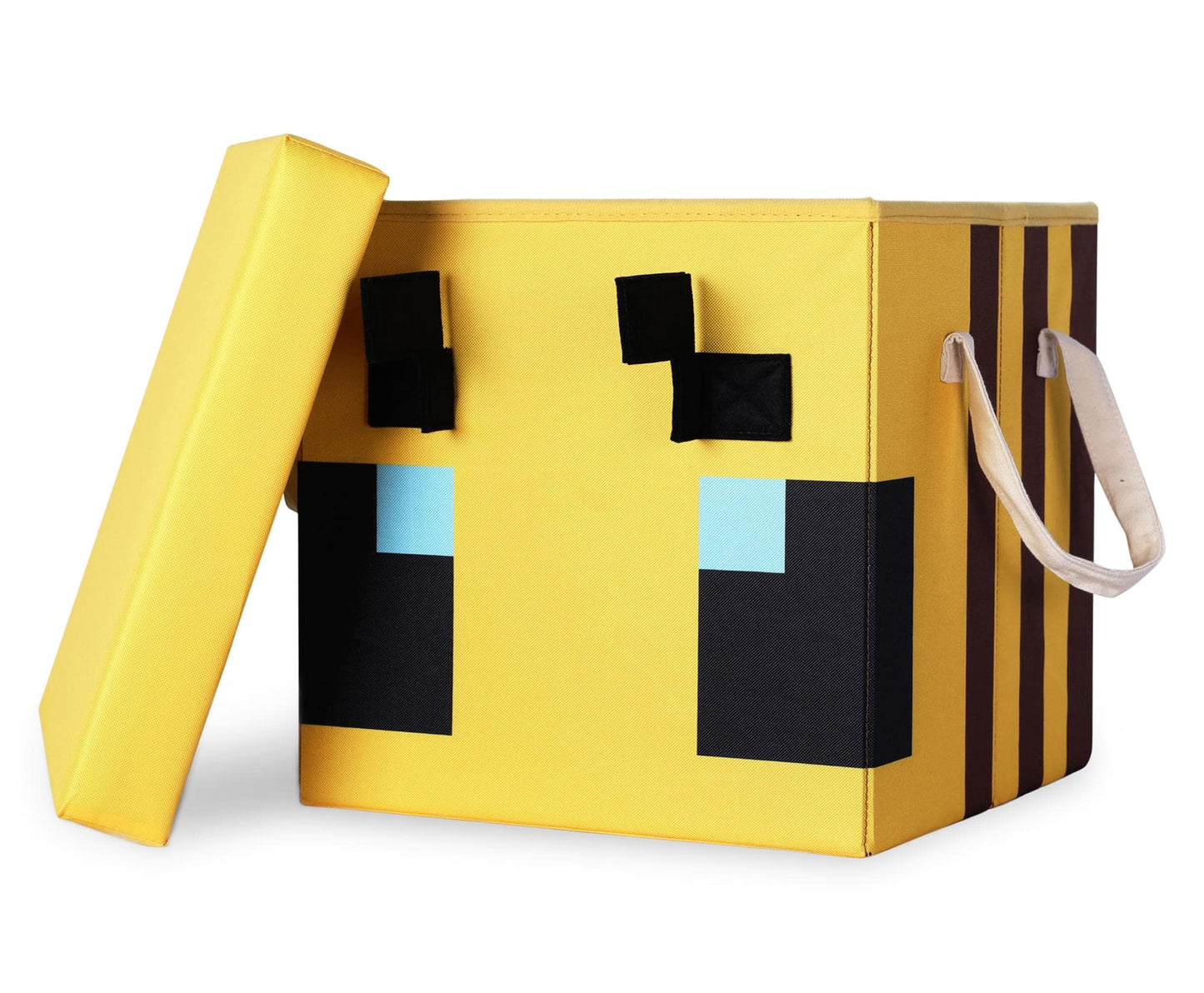 Minecraft Bee 15-Inch Storage Bin Chest with Lid | Foldable Fabric Basket Container, Cube Organizer with Handles, Cubby Closet Organizer | Video Game…