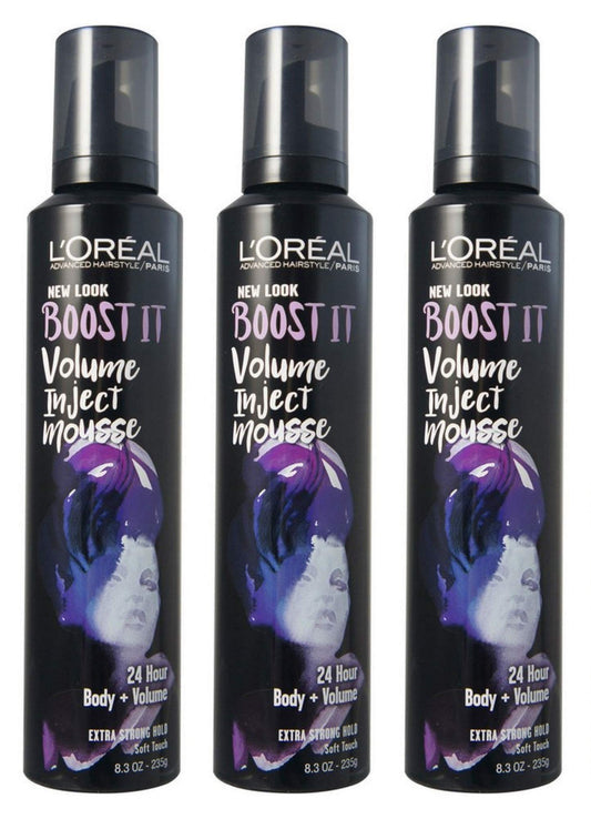 L’Oreal ParisAdvanced Hairstyle/Paris - Boost It Volume Inject Mousse - Extra Strong Hold - Net Wt. 8.3 OZ (235 g) Per Can - Pack of 3 Cans
