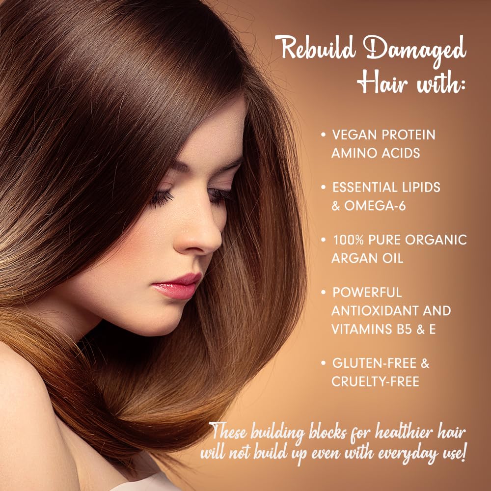 DermOrganic Damaged Hair Duo with Organic Argan Oil, Daily Hydrating Shampoo + Deep Conditioner Masque Sulfate-Free, Color-Safe, Vegan, Gluten-Free (2