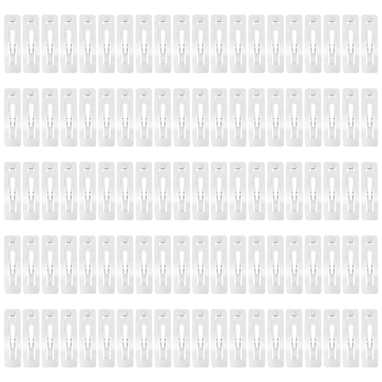 Lawie 100 Pack Bulk 2 Inch 5 CM Rectangle Square Snap Metal Hair Clips Barrettes Silver Hairpins Clips Thin Fine Bang Hair Holder Craft DIY