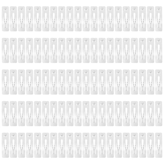 Lawie 100 Pack Bulk 2 Inch 5 CM Rectangle Square Snap Metal Hair Clips Barrettes Silver Hairpins Clips Thin Fine Bang Hair Holder Craft DIY