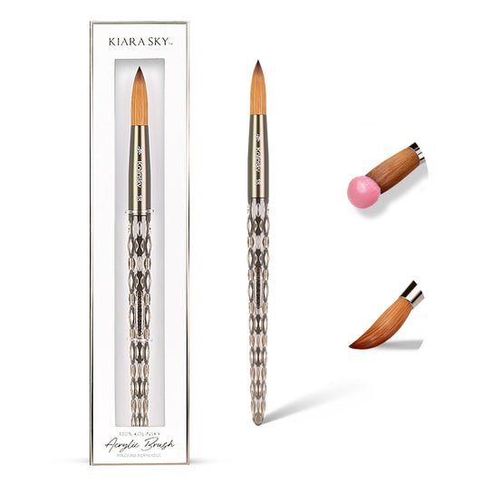 Kiara Sky Kolinsky Acrylic Nail Brush #18 - Pure Kolinsky Sable Hair, Black Crystal Handle, Acetone Resistant, for Acrylic Application, Extensions Beauty & Personal Care KIARA SKY