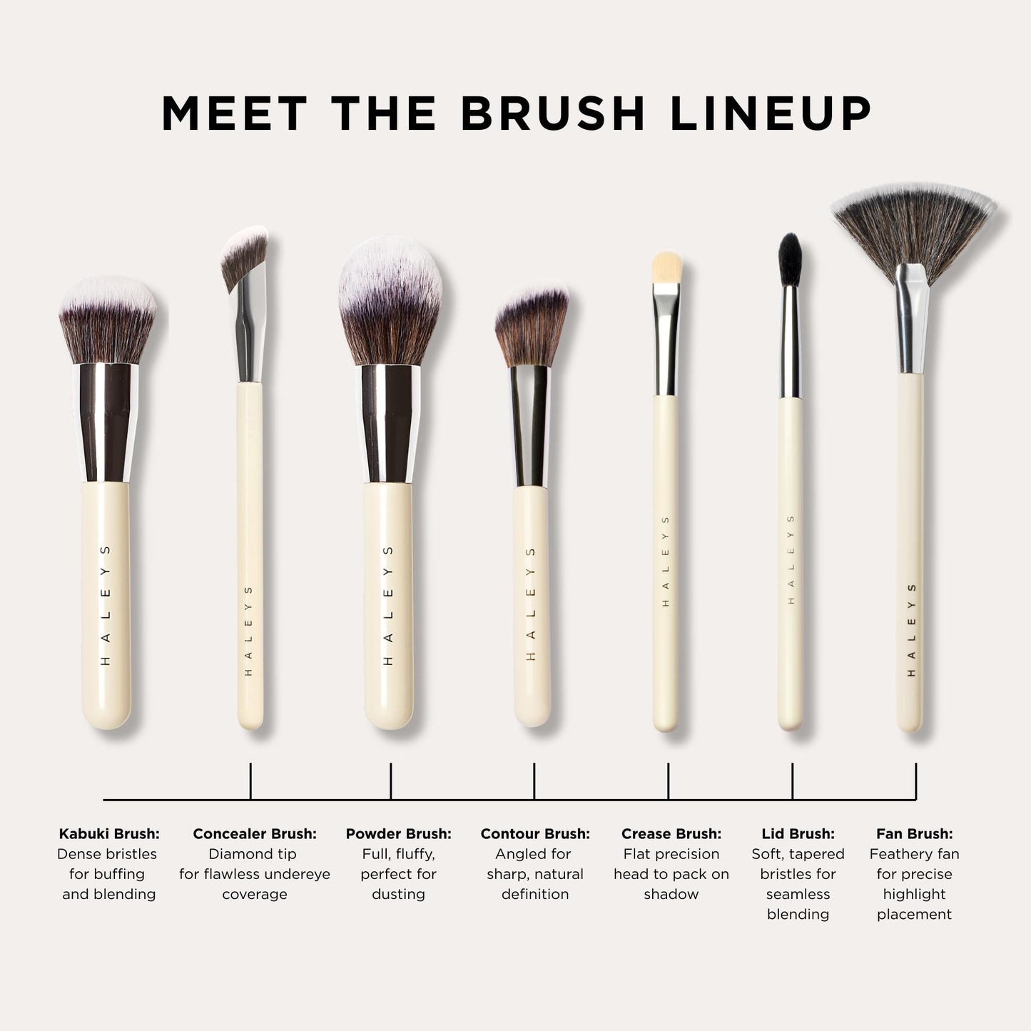 HALEYS Beauty Lid Brush, Medium, Flat & Tapered Eyeshadow Make Up Brush for Cream & Powder, Blending Tool for Eye Makeup, Makeup Brushes Essential