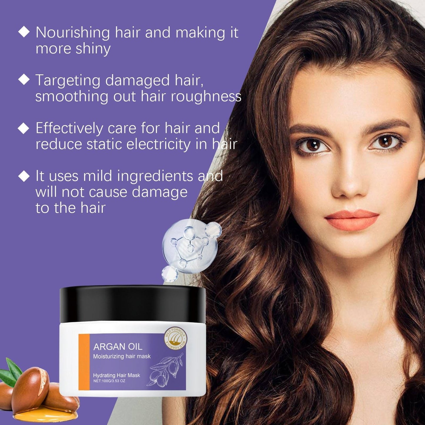 Argan Oil Hair Care Set, Argan Oil Shampoo and Conditioner Set Volumizing Hair Care Make Hair Soft & Shiny Deep Moisturizer Frizz Control Include