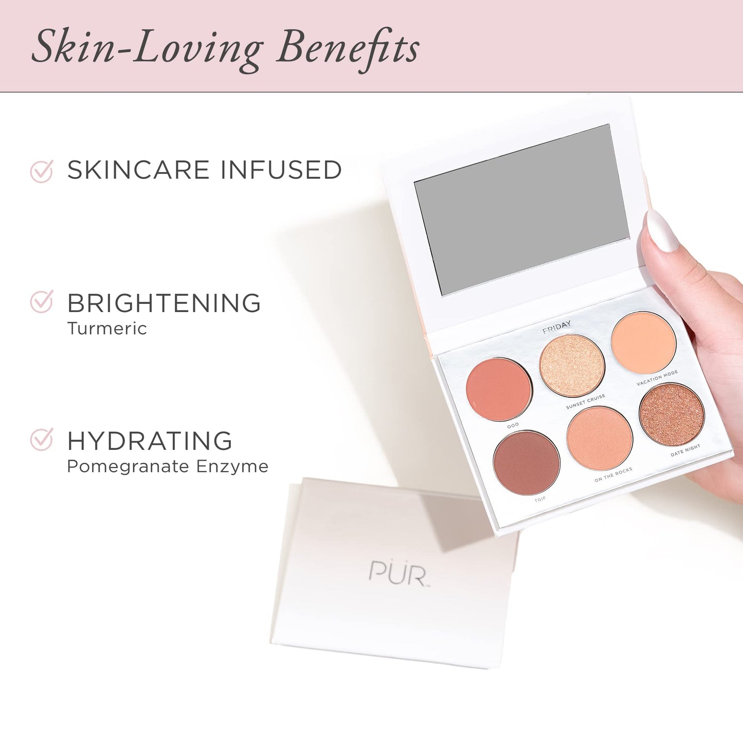 PÜR MINERALS On Point Eyeshadow Palette, Matte, Shimmer & Metallic Shades, Skincare-Infused Formula, Cruelty Free, Saturday