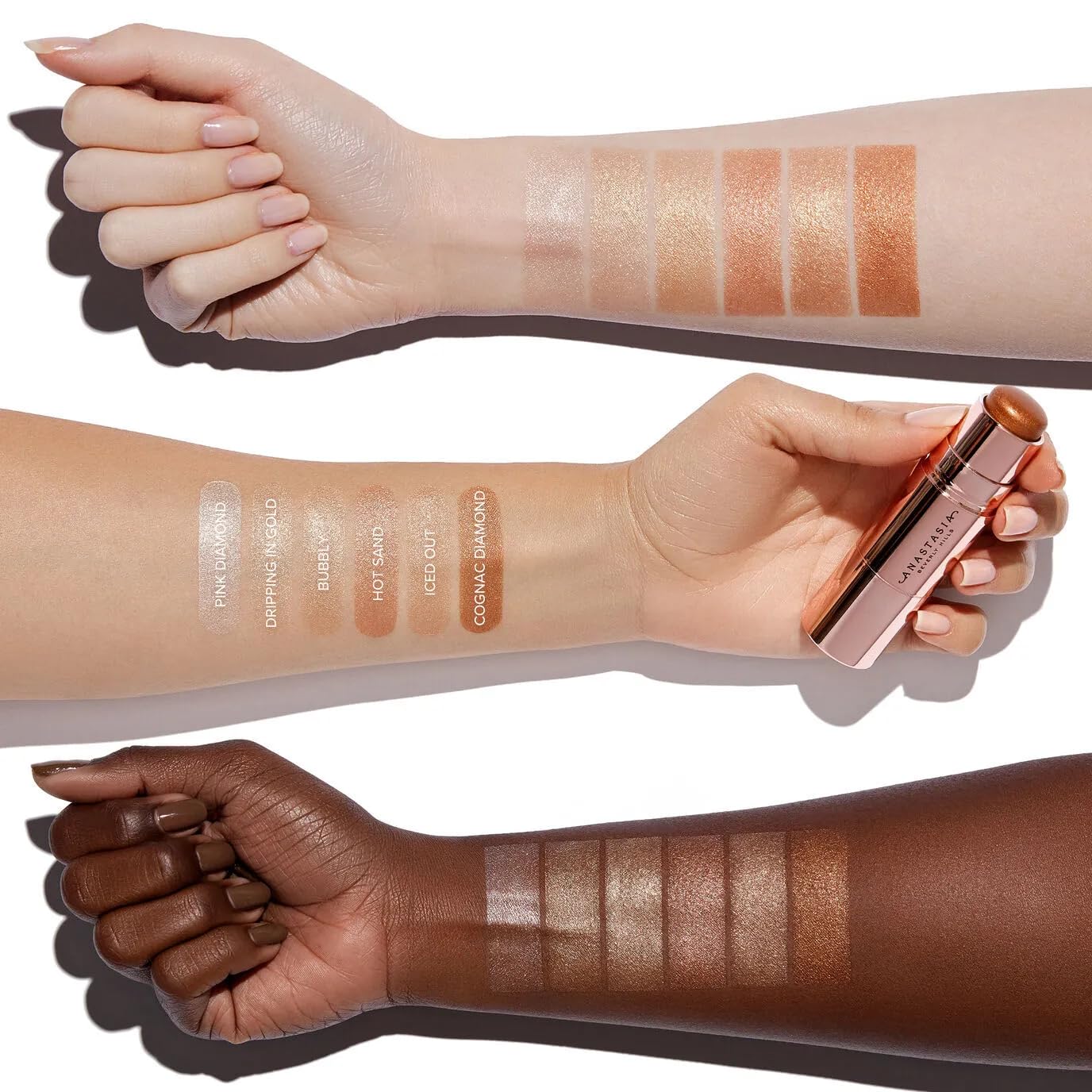 Anastasia Beverly Hills Stick Highlighter - Ultra-Smooth Cream Cheek Illuminator, Weightless Long-Wear Glow Stick for Face and Body - Pink Diamonds