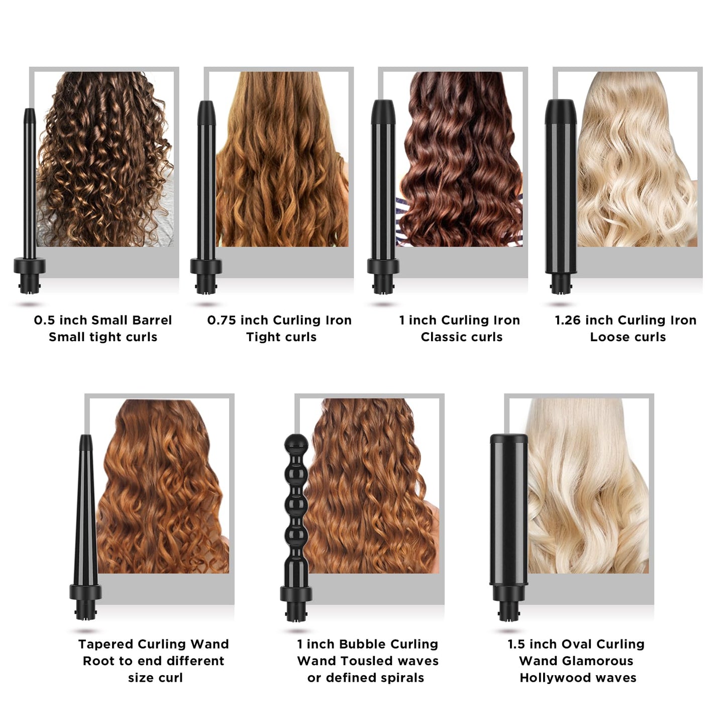 PARWIN PRO BEAUTY 7 in 1 Curling Iron Wand Set,Dual Voltage Curling Wand with 7 Interchangeable Diamond Ceramic Hair Curler Wands with LCD Temperature