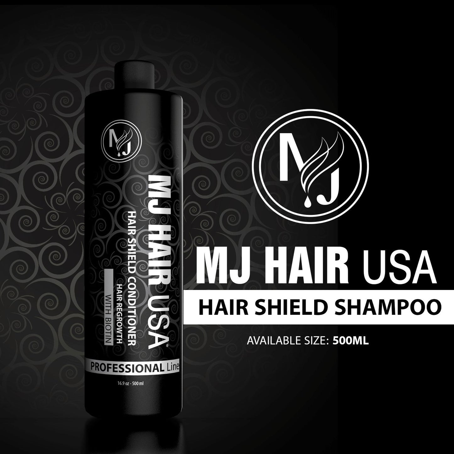 MJ HAIR USA Hair Regrowth Treatment Set (Shampoo, Conditioner, Tonic) - Unisex-Adults - Black - Unscented - Women - Female