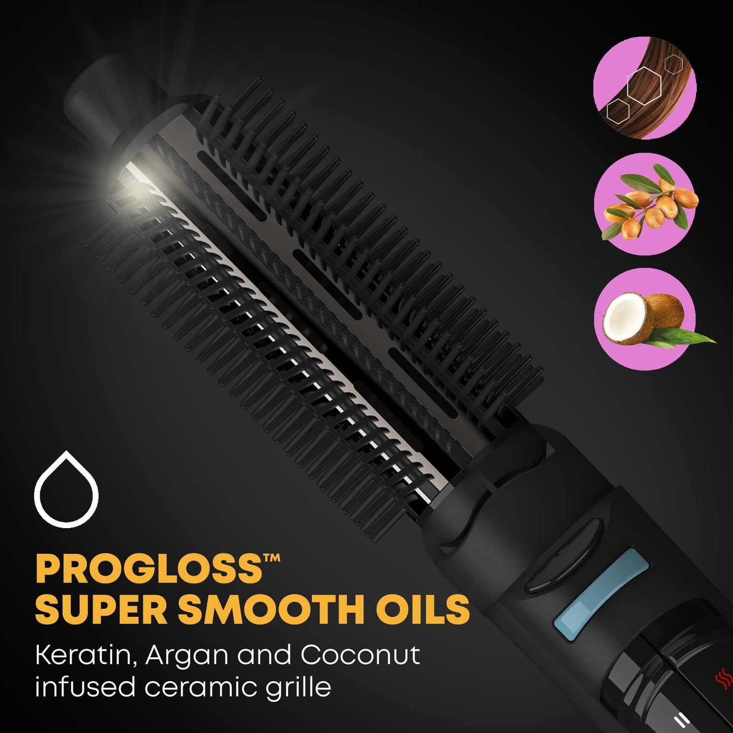 Revamp Progloss Airstyle 6-in-1 Hot Air Multi Styler - Hair Dryer Brush for Wet or Dry Hair Styling - Ceramic Barrel Infused with Progloss Oils