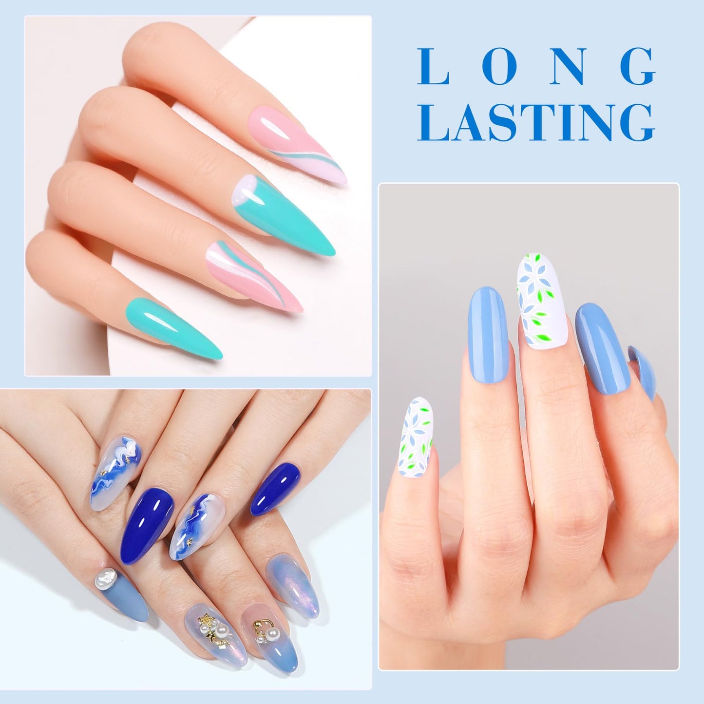 CANNI Blue Gel Nail Polish Set - 6 Colors 9ML Baby Royal Light Blue - Aquarius Ocean-Inspired Summer Gel, Soak Off UV LED Polish for DIY Manicure Beauty and Personal Care CANNI