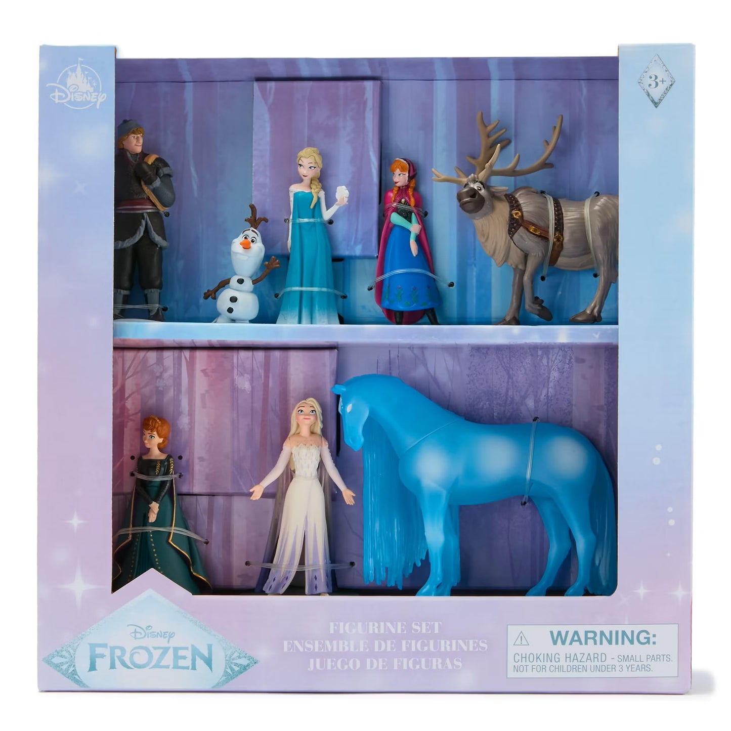 Disney Store Official Frozen Figure Set – 8 Sculpted Figures Including Anna, Elsa, Olaf, Kristoff & More in Display Box with Scenic Backgrounds