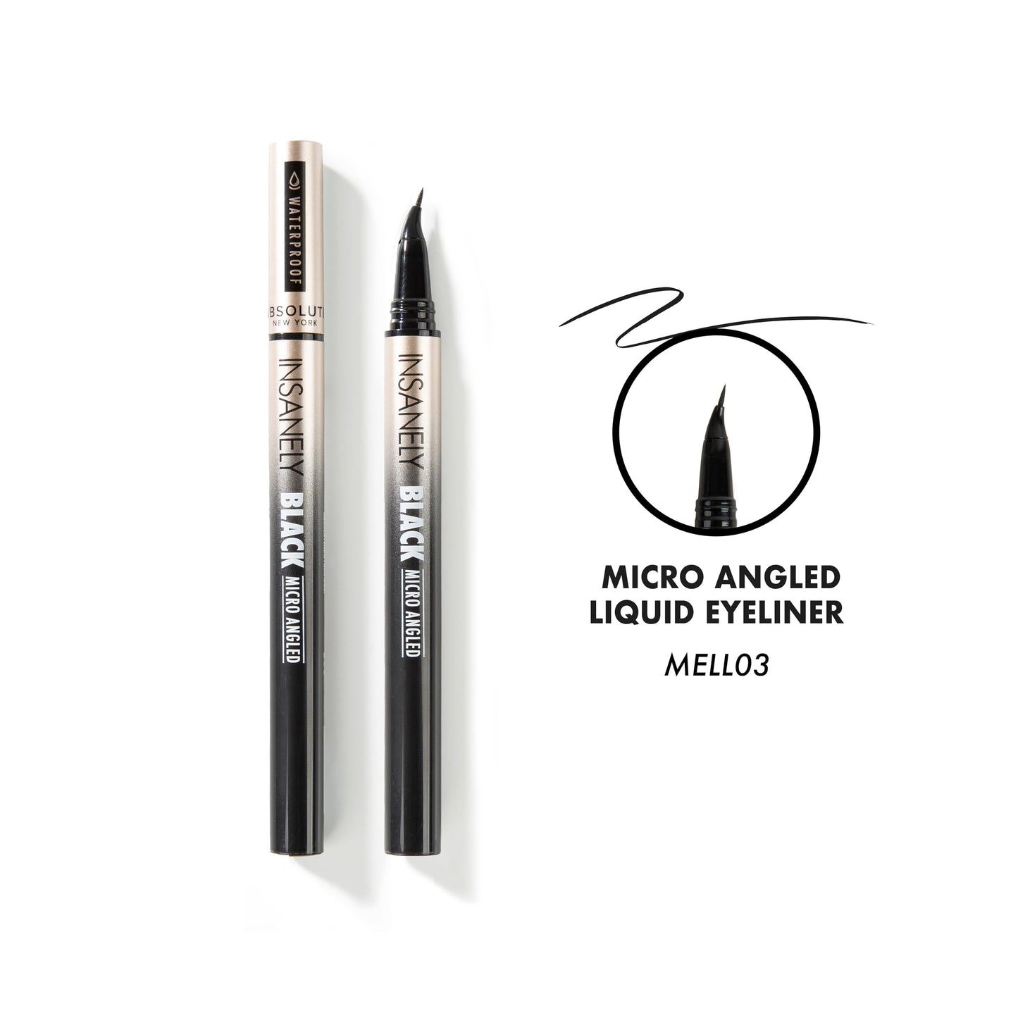 Absolute New York Insanely Black Flex Brush Liquid Eyeliner, Flexible Tip, Waterproof & Smudgeproof, Long-Lating and Pigmented