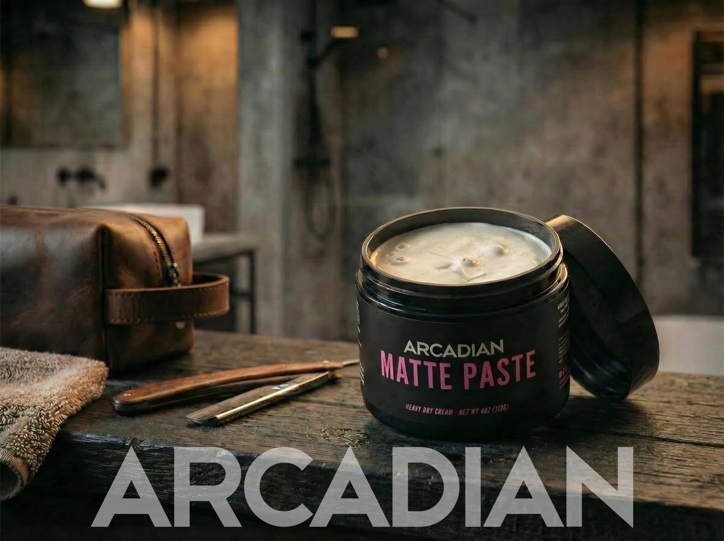 Arcadian Grooming Matte Paste Hair Clay for Men Styling - Vegan Matte Finish, Strong High Hold, 4oz