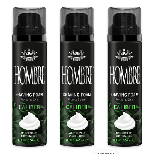 HOMBRE Caliber Shave Foam for Men - Fougère Marine Woody Scent - Intense Masculine Finish - Aluminum-Free Formula 200 ml (Pack of 3) Beauty and Personal Care HOMBRE