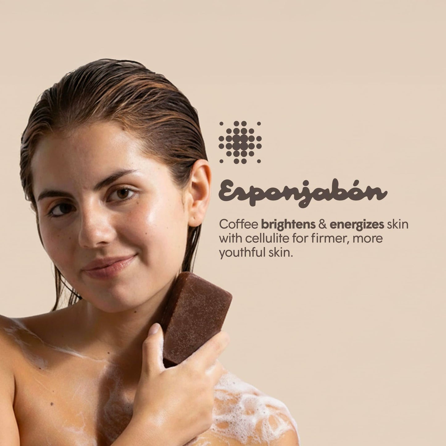 T.Taio Coffee Esponjabon Soap Sponge - Cleansing Shower Scrubber - Cleaning Bath Wash Scrub - Oil Removal - Massage & Lather Foot, Elbow, & Face