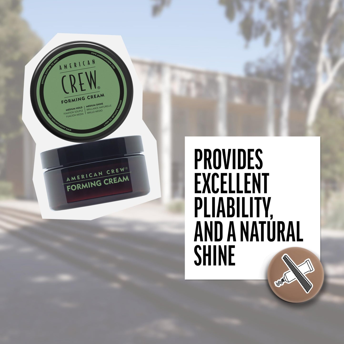 American Crew Men's Hair Forming Cream, Like Hair Gel with Medium Hold & Medium Shine, Stocking Stuffer for Him, 3 oz