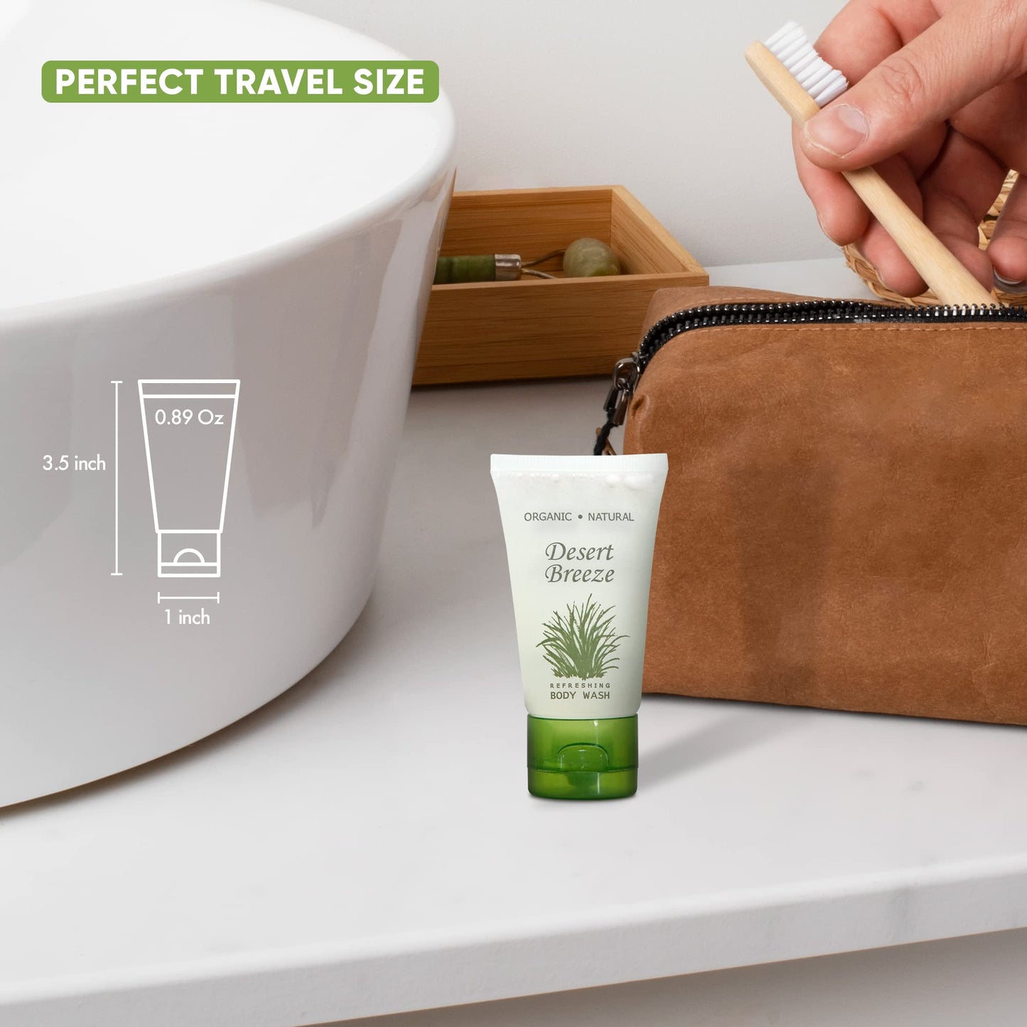 Travel Size Hotel Body Wash 20 Count 1 oz Bottles Guest Amenities for Vacation Rentals and Short Term Rentals Paraben Free Green Tea & Lemongrass