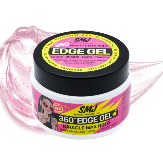 SMJ 360° EDGE GEL - Extreme Miracle MAX Hold for 3A-4C Hair type | USA Brand | Made in Korea | High-Shine, Non-Greasy, No Flake, No White Residue |