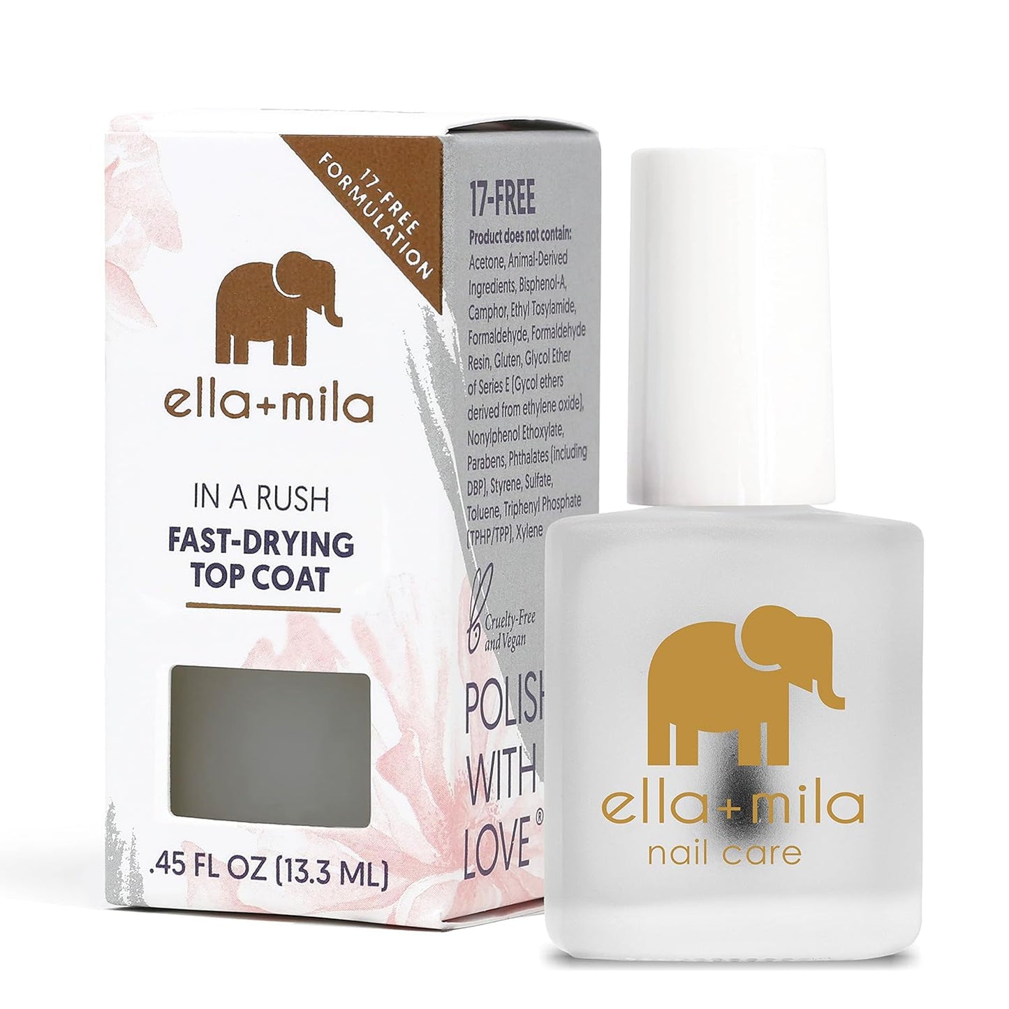 ella+mila In a Rush - Fast Dry Top Coat Nail Polish - Quick Dry Clear Nail Polish with High Gloss Shine - Long Lasting Top Coat - No UV Light Needed