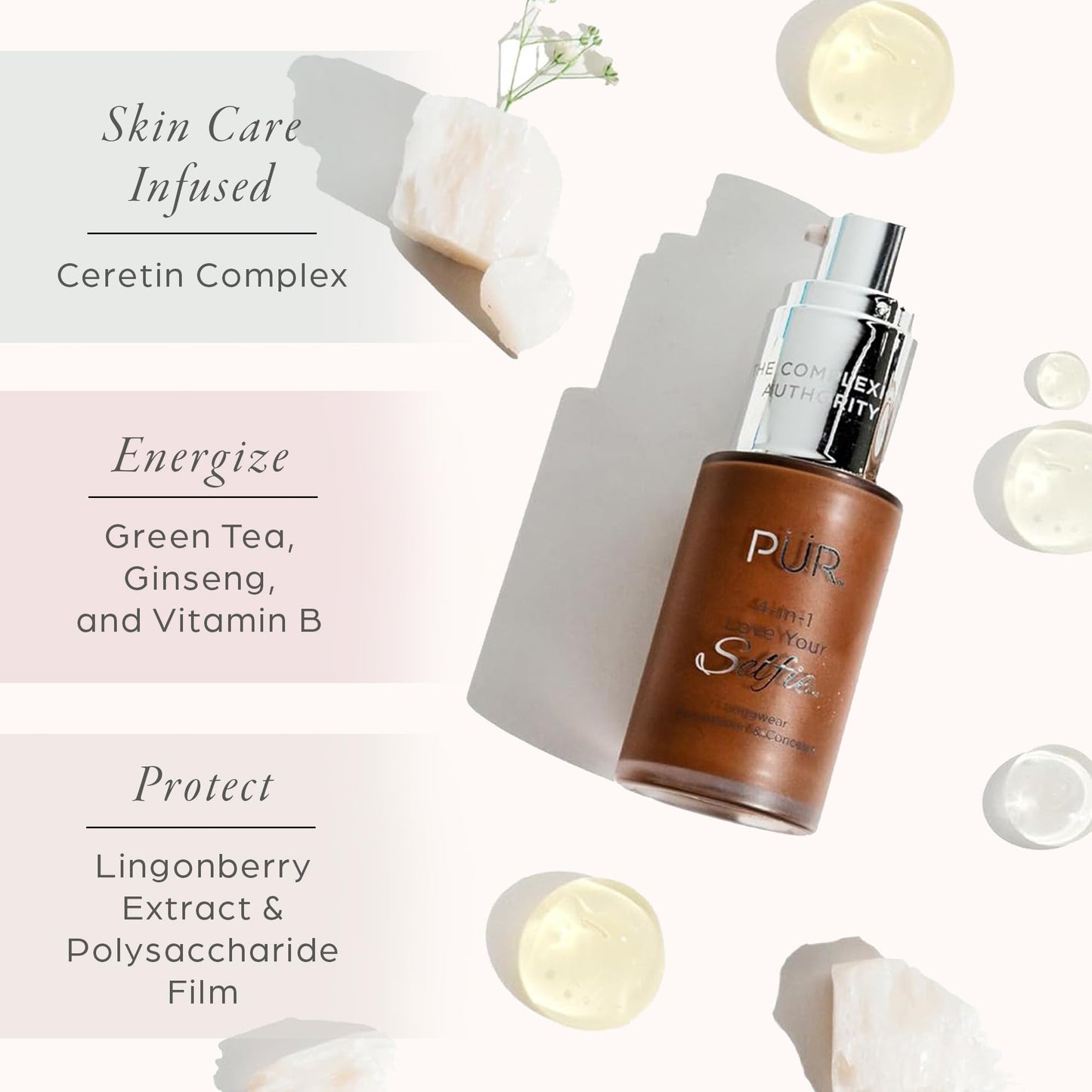 PÜR MINERALS 4-in-1 Love Your Selfie Foundation & Concealer - Longwear Full Coverage Liquid Makeup Foundation with Hydrating Blend