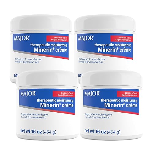MAJOR Therapeutic Moisturizing Minerin Créme - Body Cream Moisturizer for Dry Skin - Fragrance-Free - 16 Oz. (4 Pack)