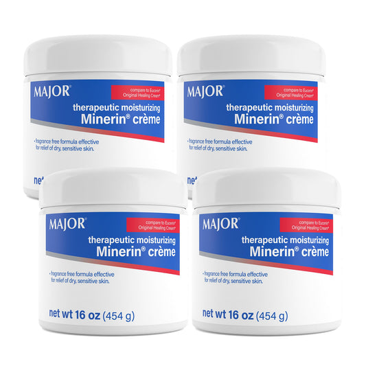 MAJOR Therapeutic Moisturizing Minerin Créme - Body Cream Moisturizer for Dry Skin - Fragrance-Free - 16 Oz. (4 Pack)