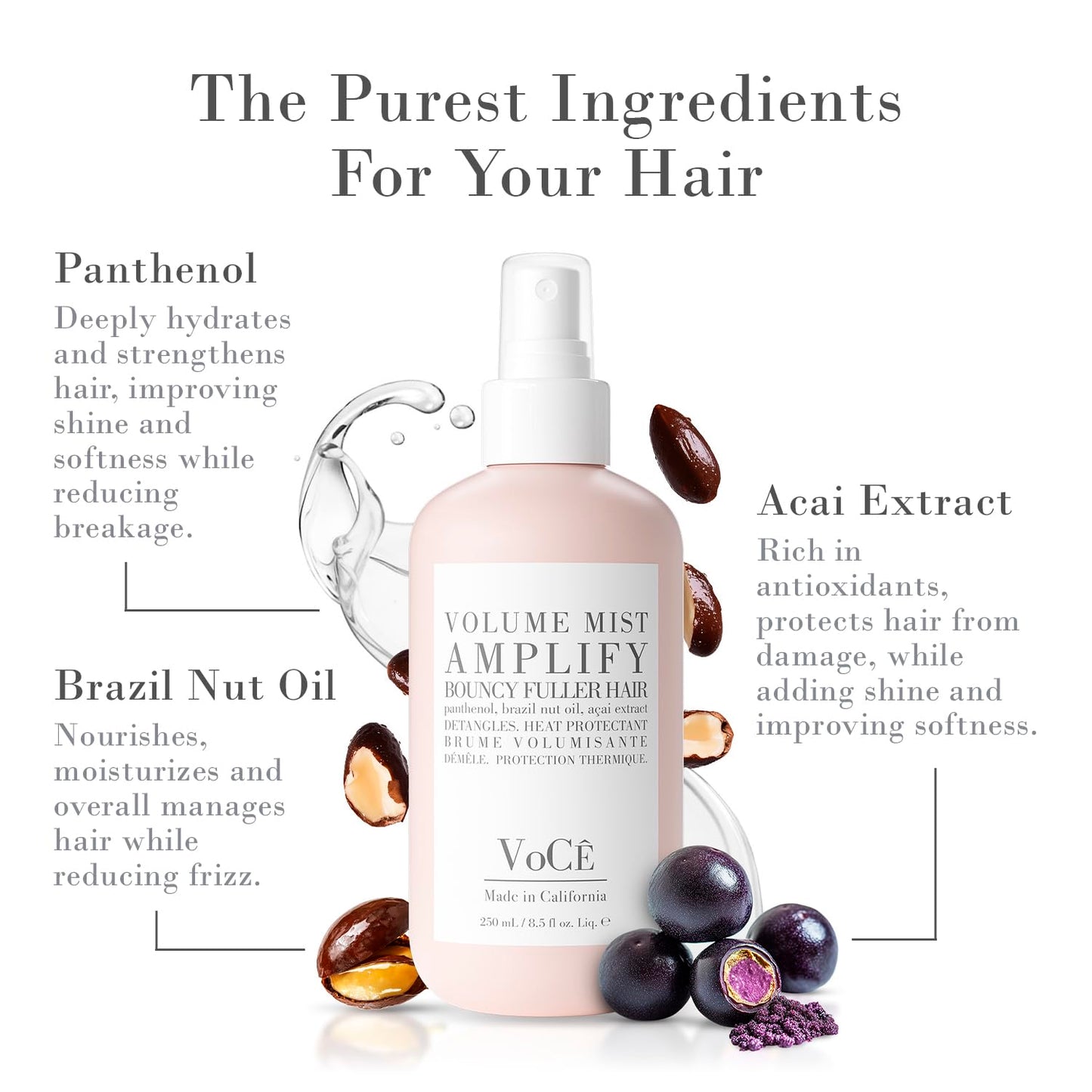 VoCÊ Haircare - Natural Volume Mist | Heat Protection Volumizing Blowout Spray | Non-Toxic, Cruelty-Free, Vegan Haircare for Fine Hair with Panthenol
