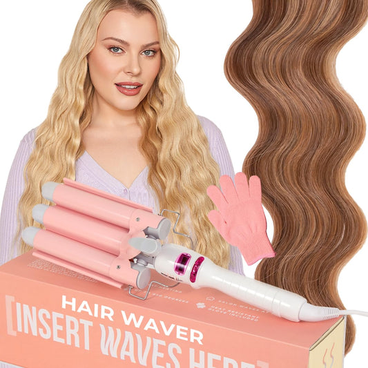 INH Hair Waver 3 Barrel | Ceramic Curling Iron for Beach Waves | Wavy Hair Curler for Fine, Thin, Thick, Long & Short Hair | Dual Voltage Deep Waver Beauty & Personal Care INH