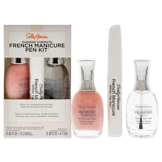 Sally Hansen Diamond Strength French Manicure Set - 45141 Ballet Bare 0.45oz Nail Polish - 3227 Ballet Bare, 0.45 Base and Top Coat, 0.16oz Precision