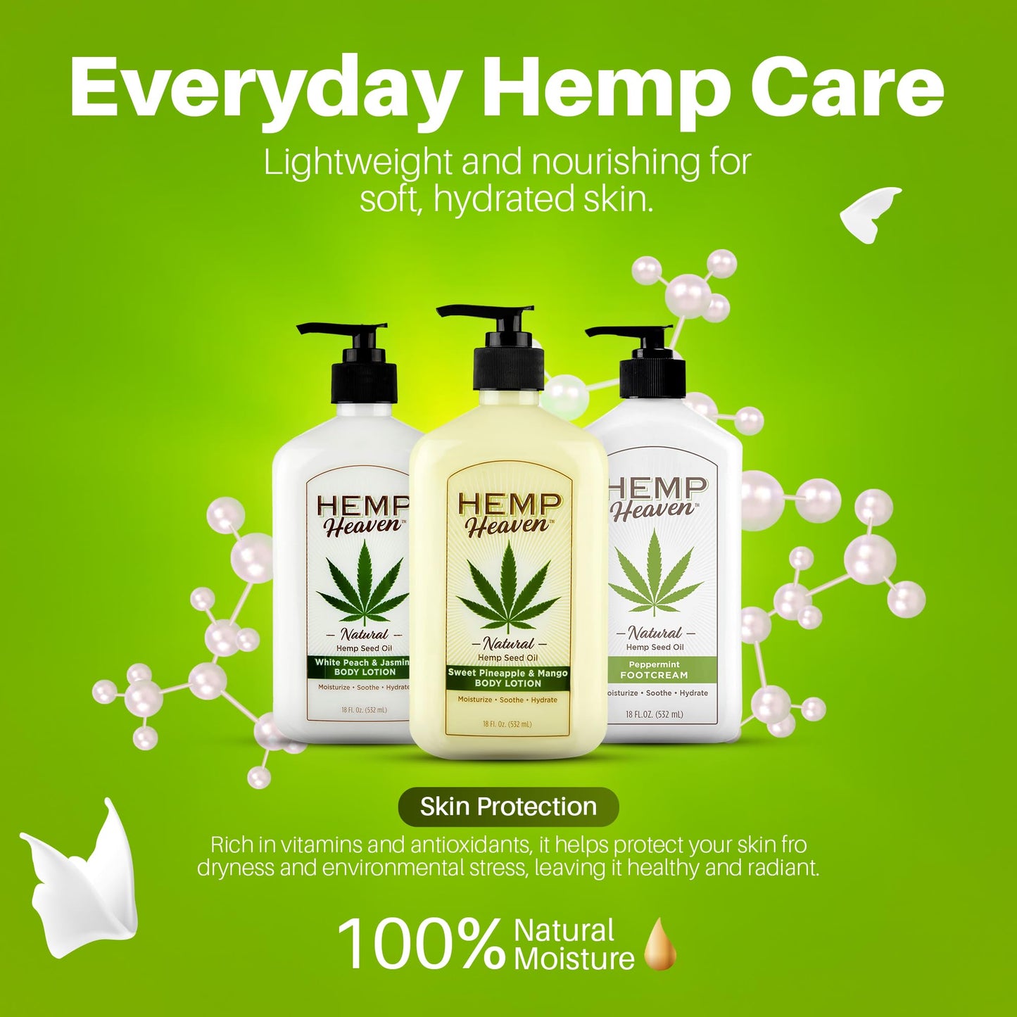Hemp Heaven Hemp Lotion - Natural Hemp Seed Oil, Paraben-Free, 18 oz, Made in USA, Nourishing for Men & Women, EWG Verified, Anti-Aging (Sweet