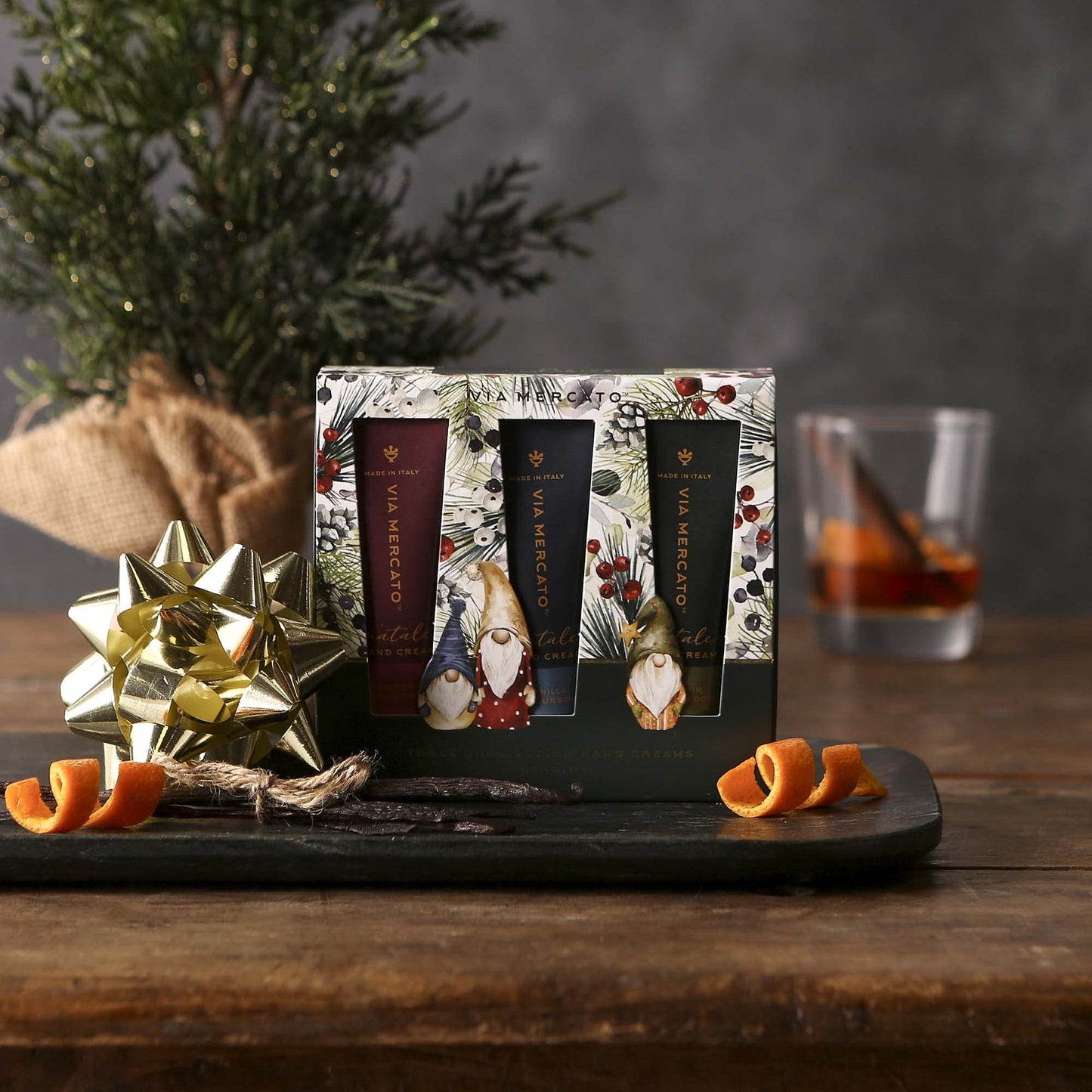 Via Mercato Natale Winter Woods Holiday Collection, Hand Cream Gift Set, Assorted Scents