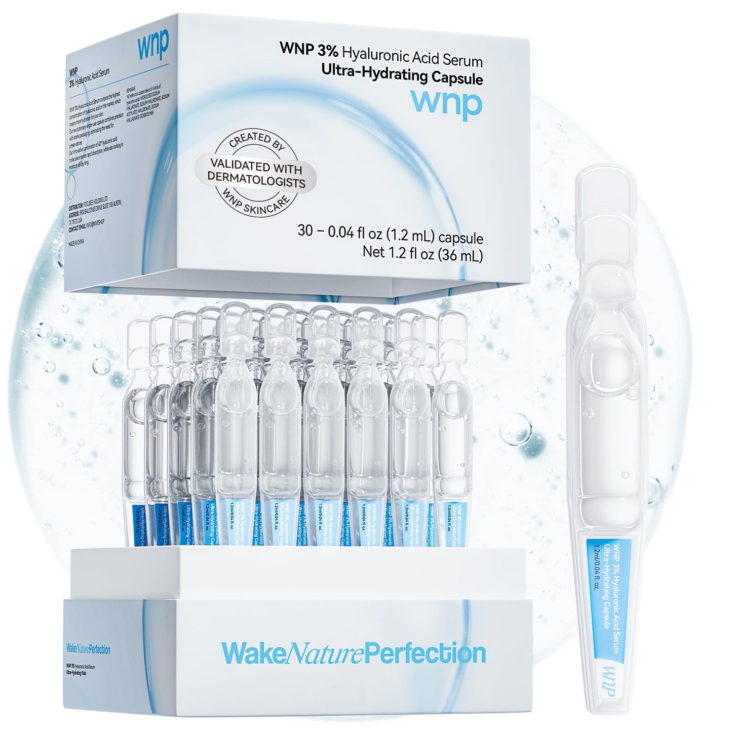 WNP Hyaluronic Acid Serum 3% for Face with 4D Multi-Layer Hydration | Ultra Hydrating Anti-Aging Serum | Moisturizer for Dry & Sensitive Skin | Beauty and Personal Care WNP