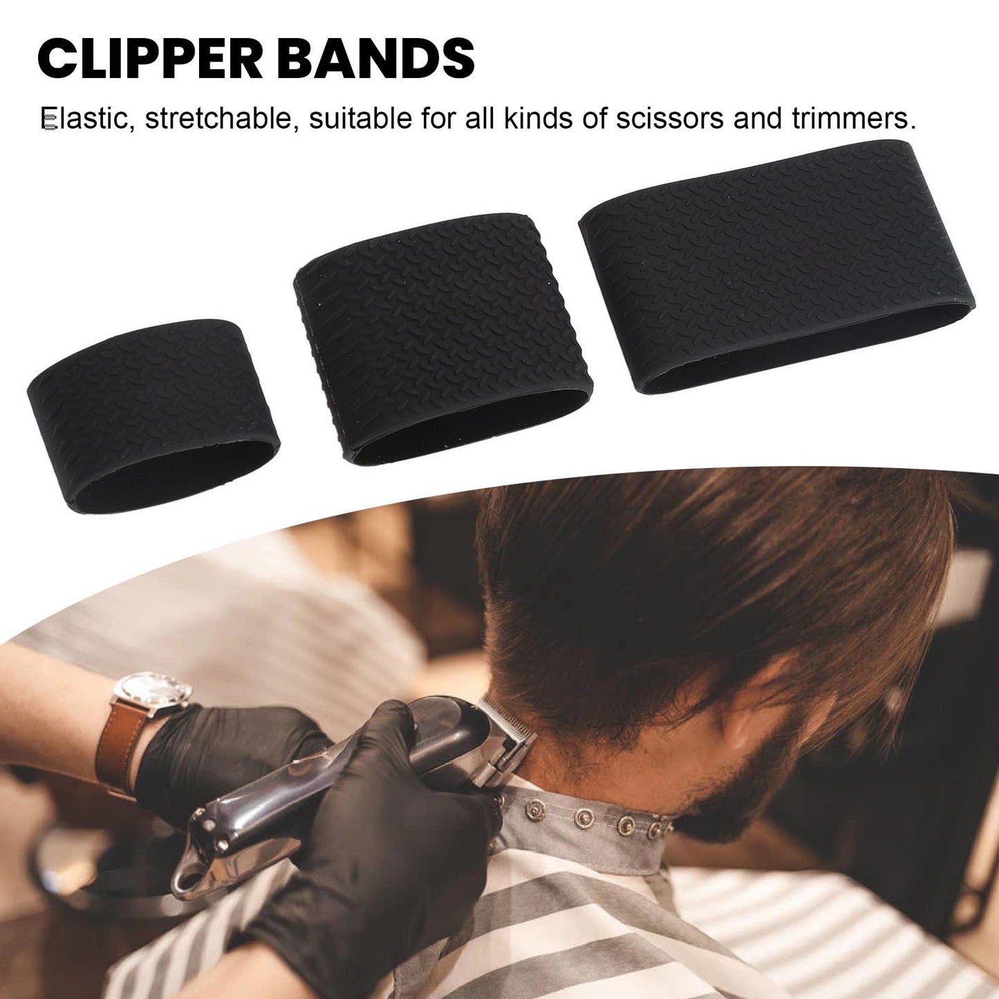 Barber Clipper Elastic Bands, Shock Absorption Heat Silicone 3pcs Clipper Sleeve Good Grip for Barber Shop Beauty and Personal Care Jopwkuin