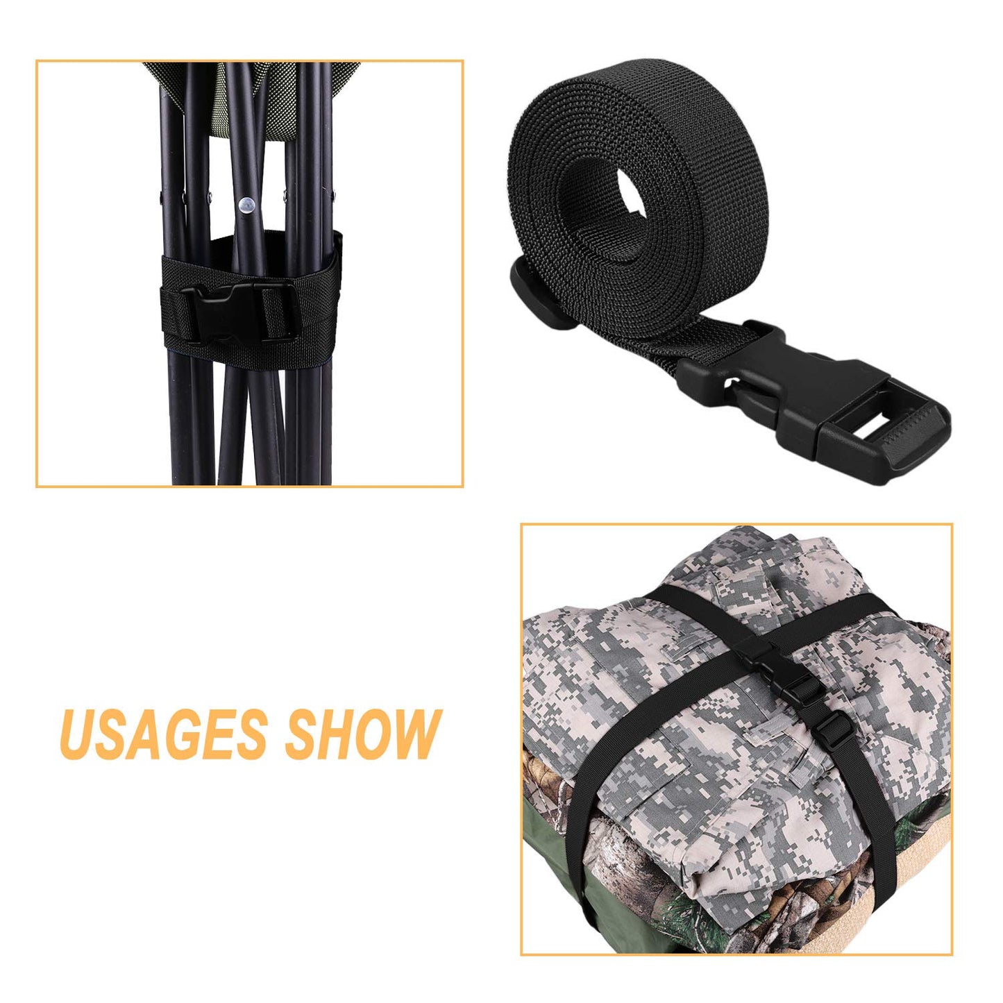 MAGARROW Packing Straps with Buckle – 4 Pack Adjustable 1-Inch Wide Belt, 40"–60" Length, Durable Luggage Straps for Travel (Black)