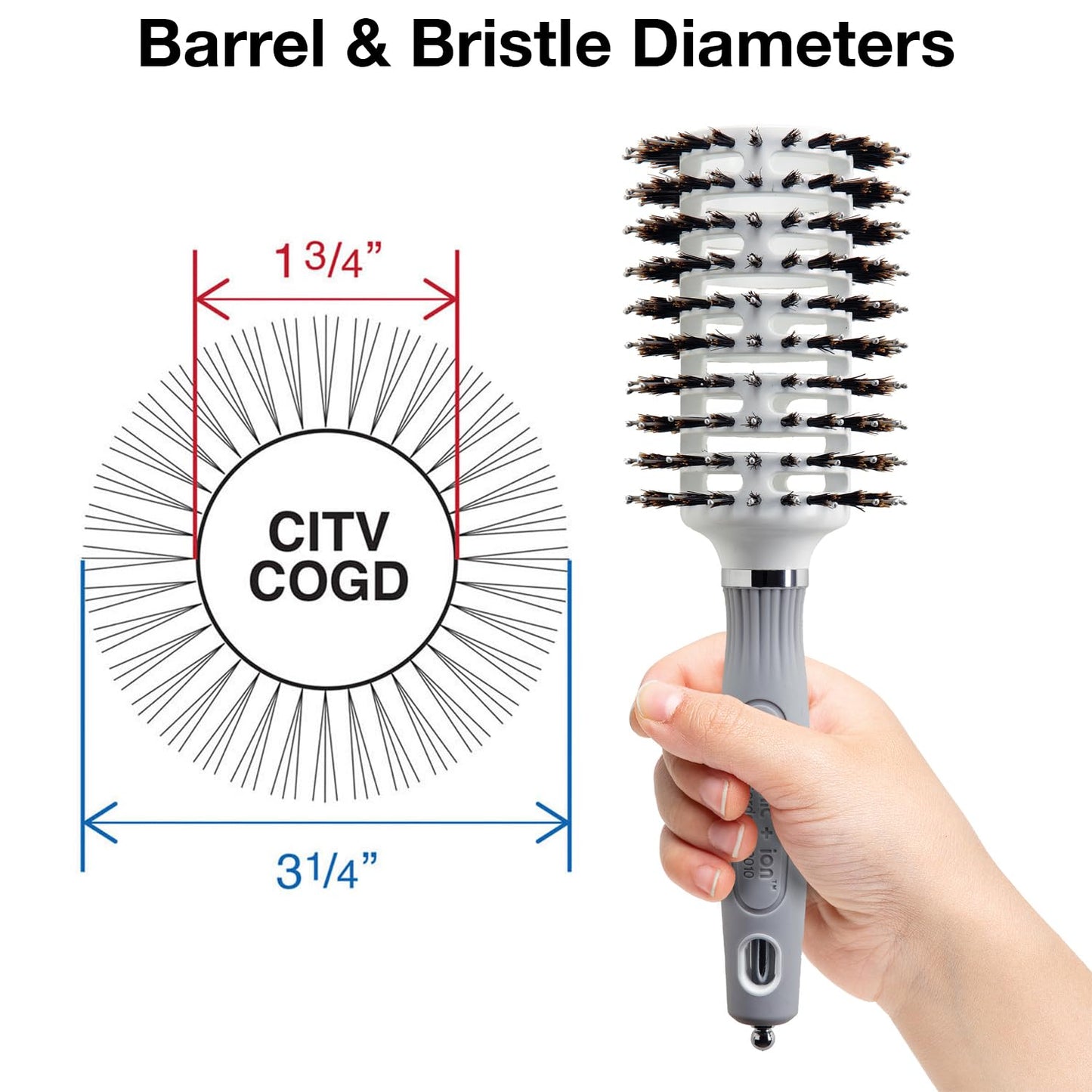 Olivia Garden Ceramic+Ion Turbo Vent Pro Hair Brush-Round Dry Brush-Not Electrical-Professional Blowout Brush for Fine Hair-For Short & Medium
