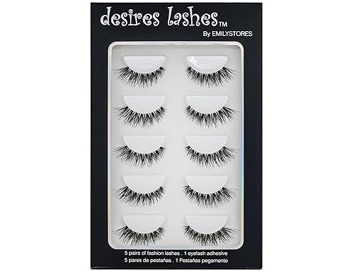DESIRES LASHES Multipack Demi Wispies Fake Eyelashes 5Pairs Per Kits, 01 Monday