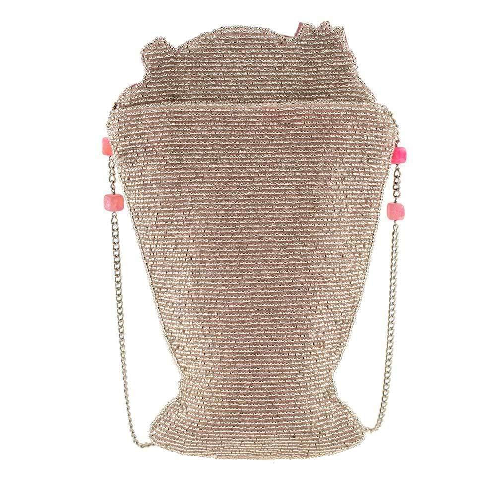 Mary Frances Shake It Up Beaded Milkshake Crossbody Novelty Handbag, Pink