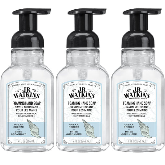 J.R. Watkins Foaming Hand Soap For Bathroom or Kitchen, Scented, Cruelty Free, 9 Fl Oz, Ocean Breeze, 3 Pack Beauty & Personal Care J.R. Watkins